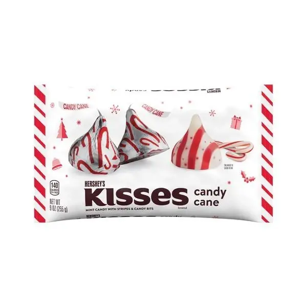 Hershey‘s 9 Ounce Kisses Candy Cane Mint With Stripes And Candy Bits