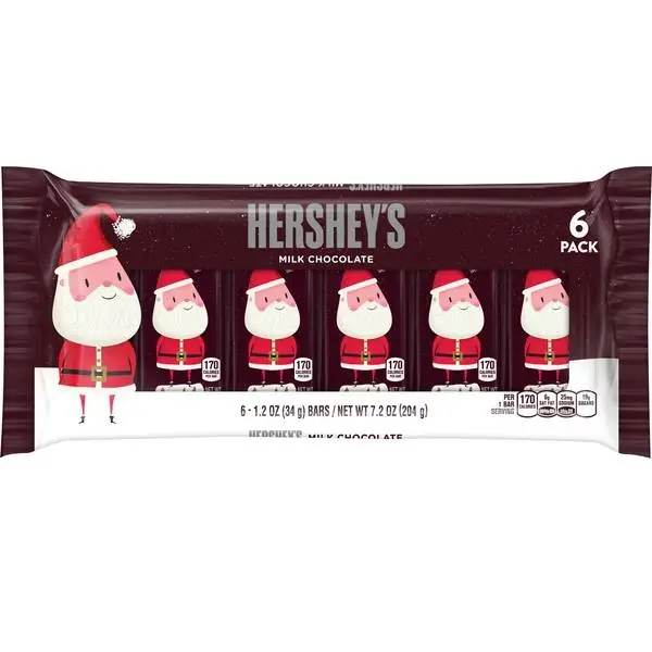 Hershey‘s 6-pack Milk Chocolate Santa, 7.2 Oz.