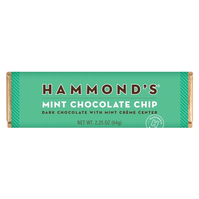 Mint Chocolate Chip Dark Chocolate Candy Bar 2.25 Oz - Refreshing Sweet Treat