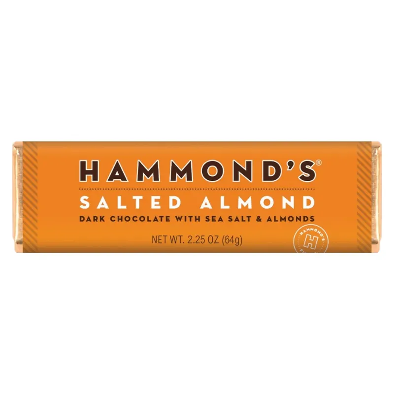 Salted Almond Dark Chocolate Candy Bar 2.25 Oz - Sweet & Salty Delight