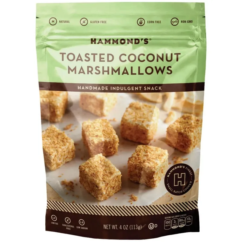 Hammond‘s Toasted Coconut Vanilla Marshmallows 4 Oz Bagged