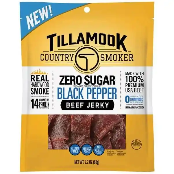 Tillamook Country Smoker 2.2 Oz Black Pepper Zero Sugar Beef Jerky