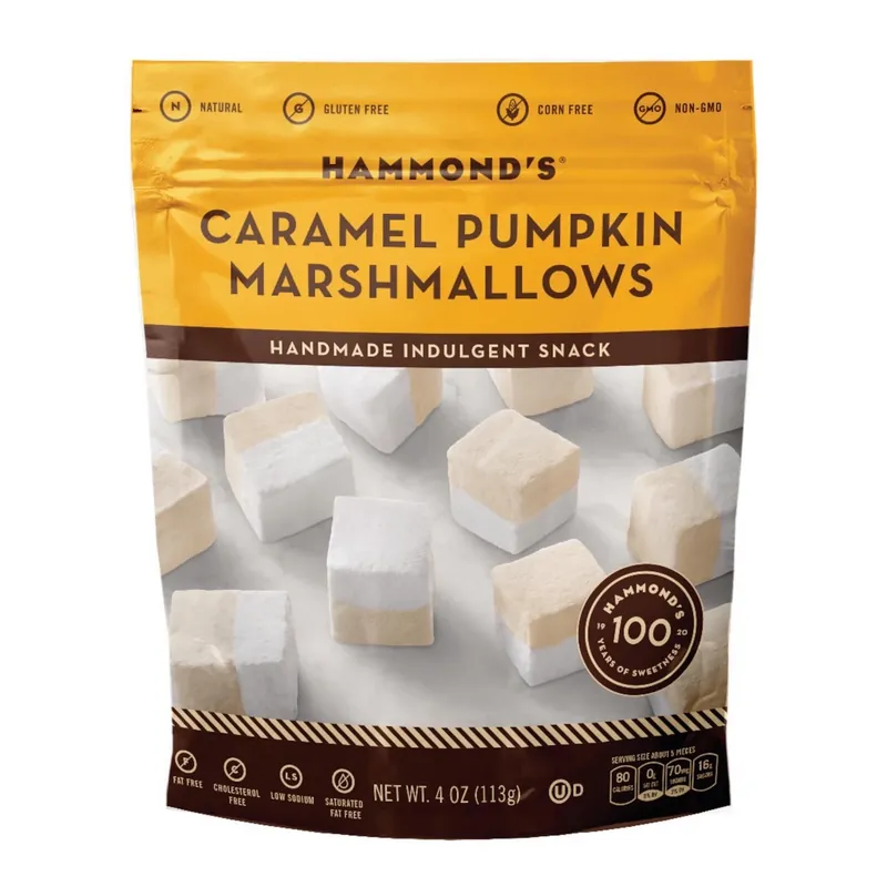Hammond‘s Handmade Natural Caramel Pumpkin Marshmallows 4 Oz Bag