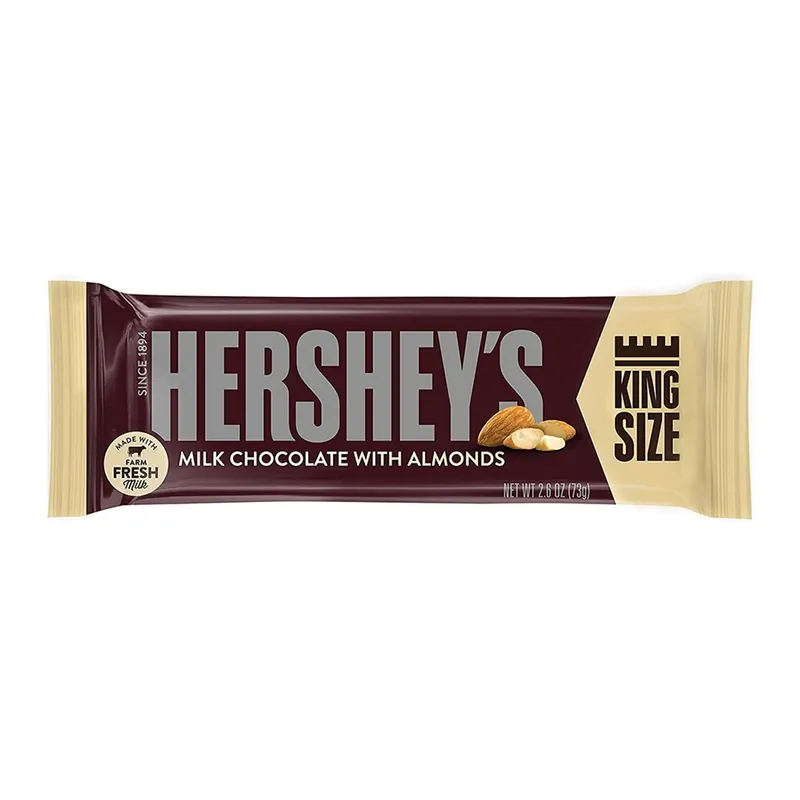 Milk Chocolate With Almonds King Size Candy Bar 2.6 Oz