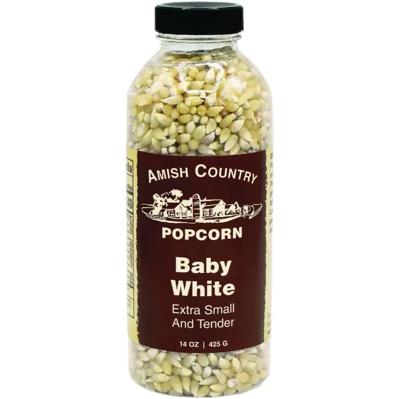 Amish Country Baby White Popcorn – 14 oz Hull‑free Gourmet Snack