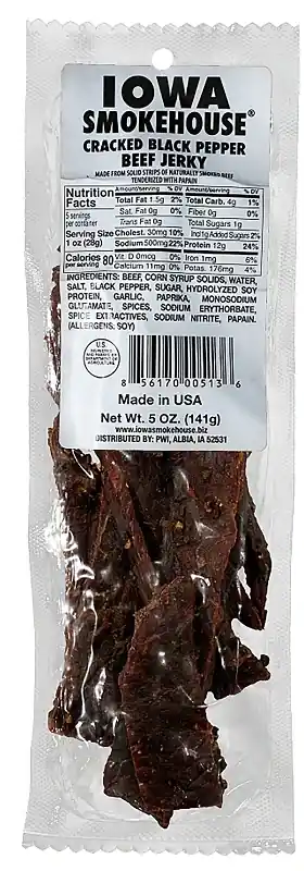 Iowa Smokehouse Cracked Black Pepper Beef Jerky 5 Oz Packet