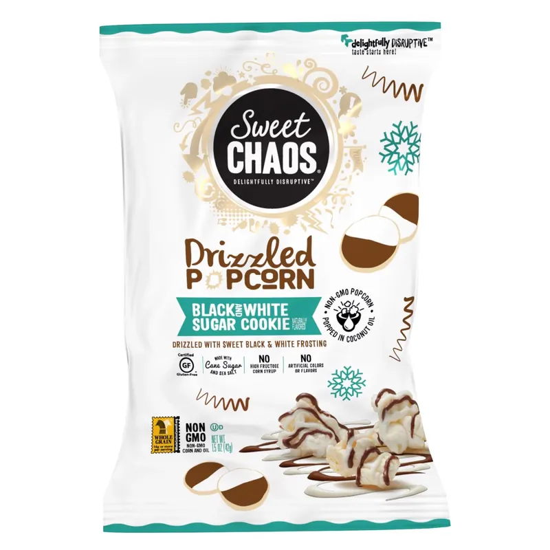 Delightfully Disruptive Black And White Sugar Cookie Drizzled Popcorn 5.5 Oz
