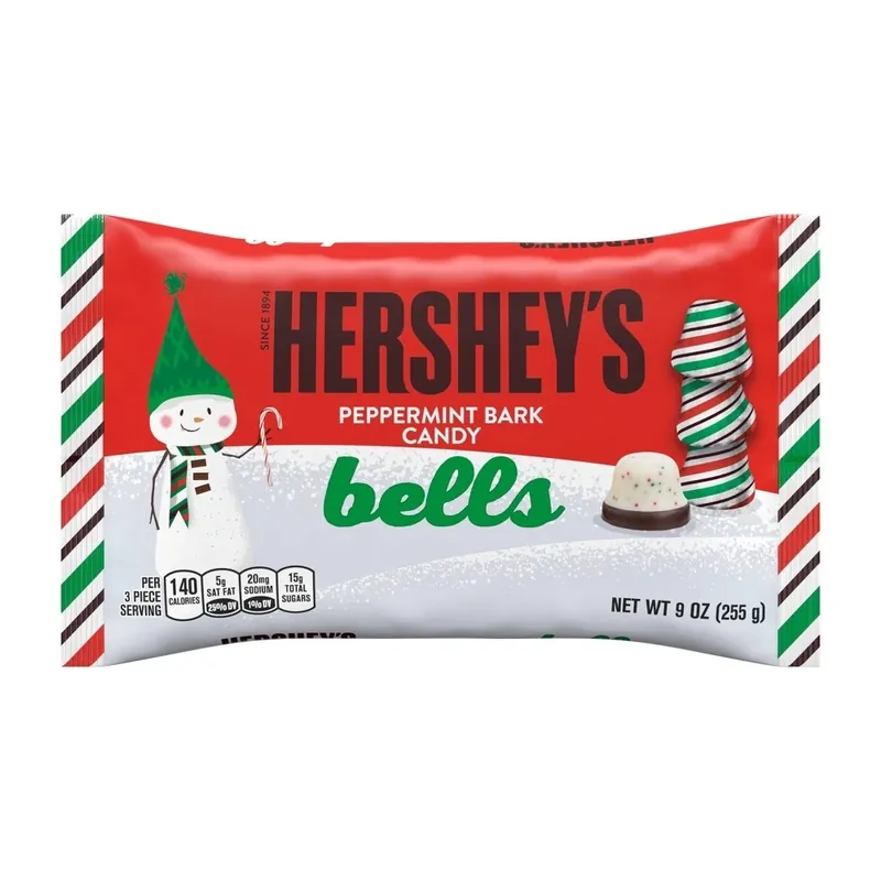 Hershey‘s Holiday Peppermint Bark Bells, 9 Ounce Bag