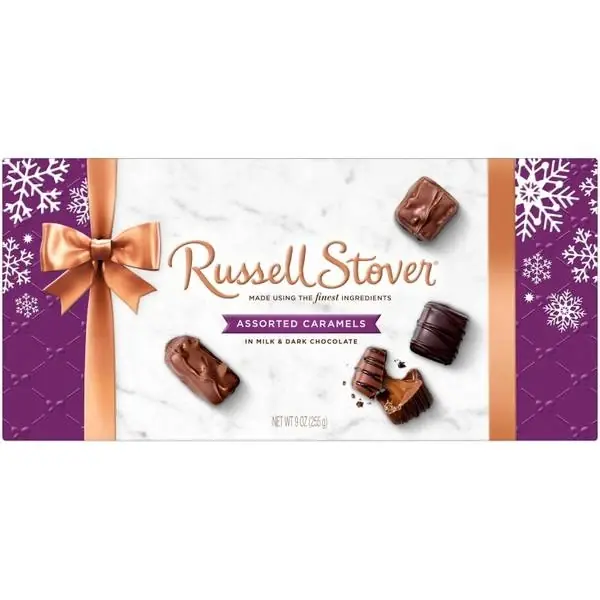 Russell Stover 9 Ounce Assorted Caramels Holiday Gift Box