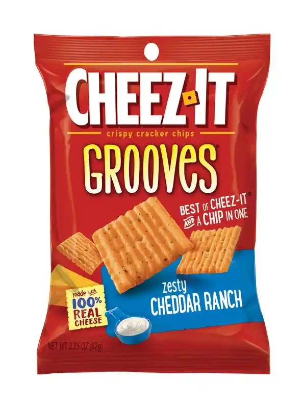 Grooves Zesty Cheddar Ranch Crackers 3.25 Oz Pegged - Delicious Snack