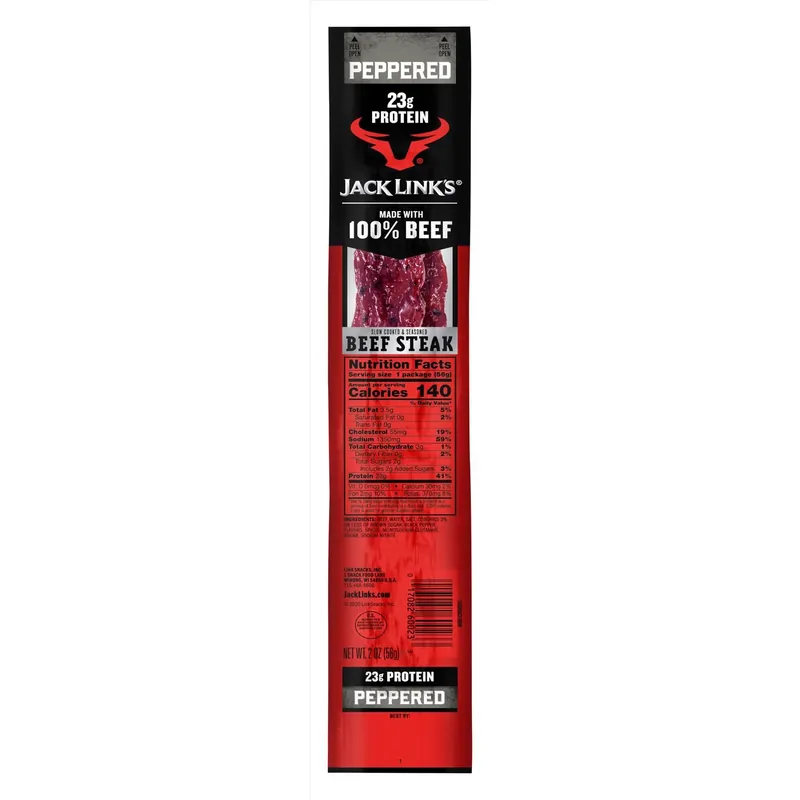 Meat Snacks, Peppered Beef Steak Jerky, 2.-oz.