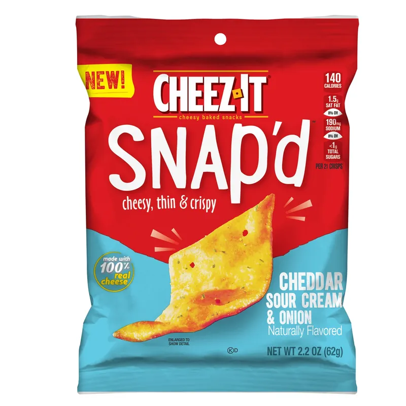 Snap‘d Cheddar Sour Cream And Onion Chips 2.2 Oz Bagged