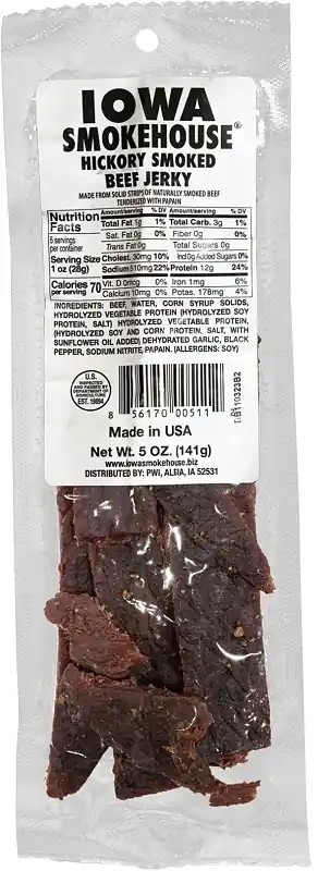 Hickory Smoked Beef Jerky 5 Ounce Packet - High Protein Snack