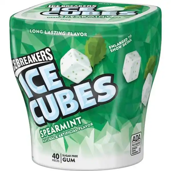 Ice Cubes Gum, Sugar Free, Spearmint, Cube Pack, 40 Pieces