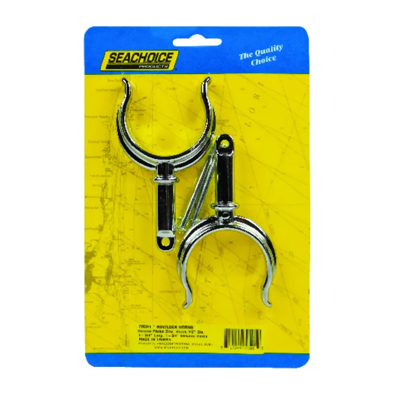 Chrome-plated Zinc 1-3/4 In. L X 1/2 In. W Oarlock Horns 2 Pk
