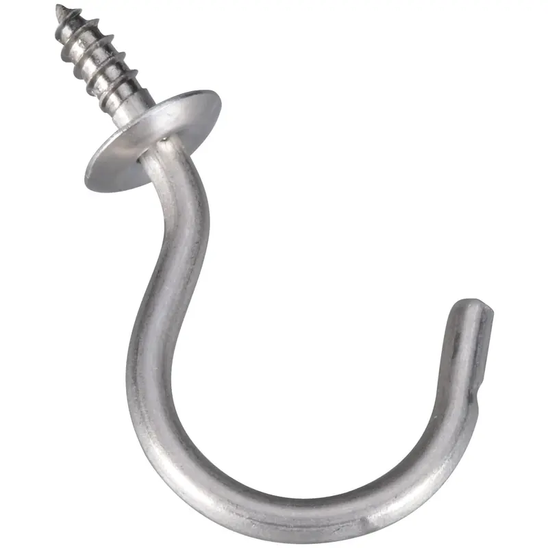 1.5 In. L Silver Stainless Steel Cup Hook 15 Lb. Cap. 2 Pk