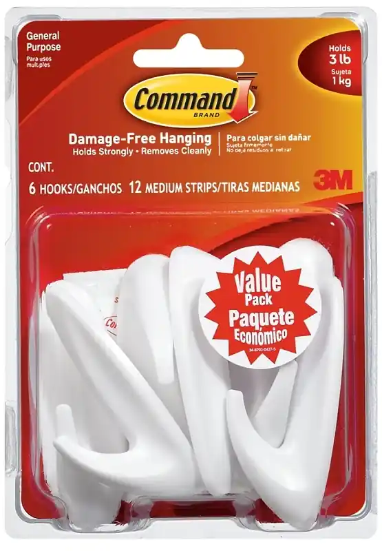 Command Medium Plastic Designer Hooks 3.13 In. L 6 Pk