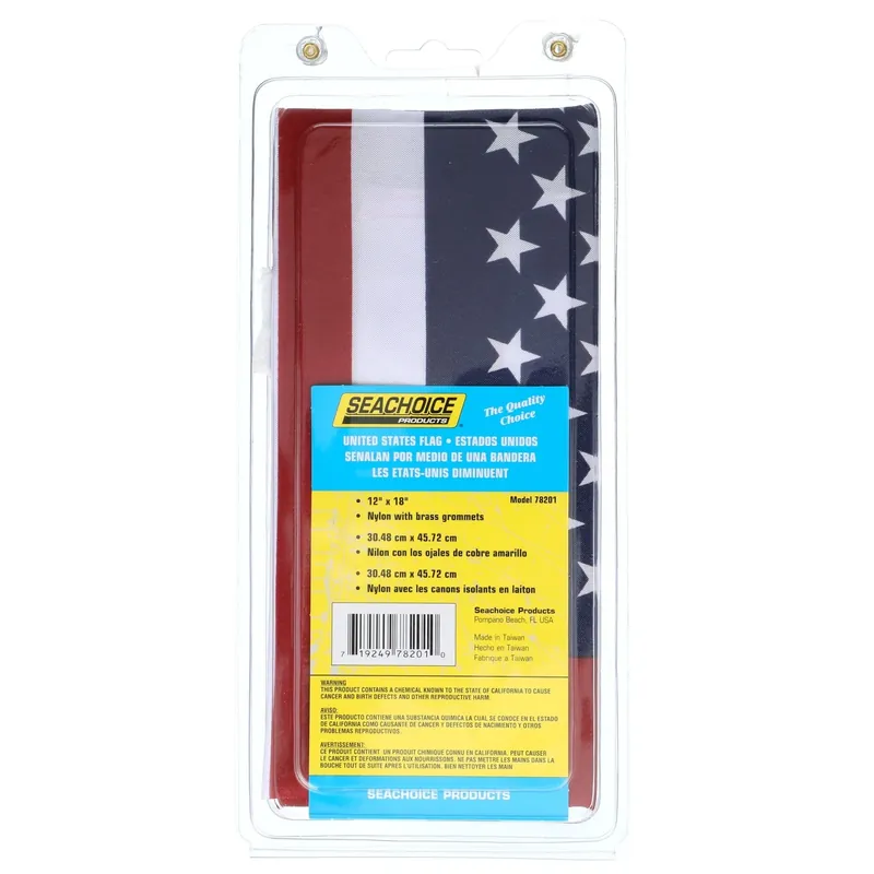 12 In. X 18 In. American Flag With Brass Grommets And Canvas Header