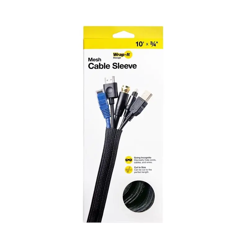 10 Ft Length Black Mesh Cable Sleeve