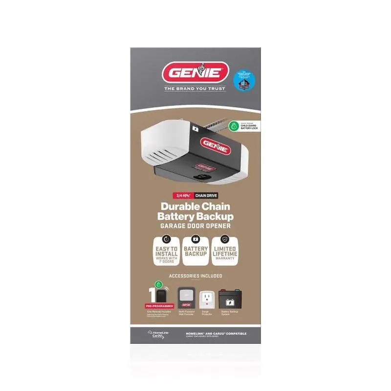 3/4 Hp Chain‑drive Garage Door Opener With Battery Backup – 500 lb Capacity