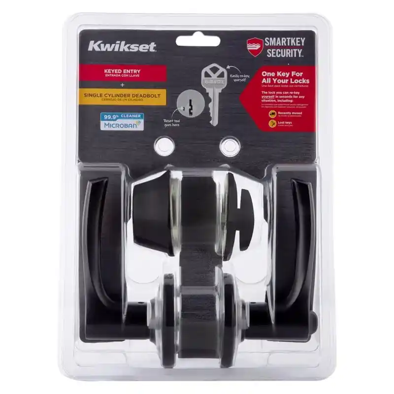 Matte Black Lever And Single Cylinder Deadbolt 1-3/4 In. 96900-451