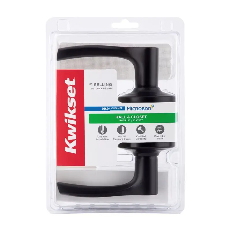 Matte Black Passage Lever Right Or Left Handed, Grade 3, Metal