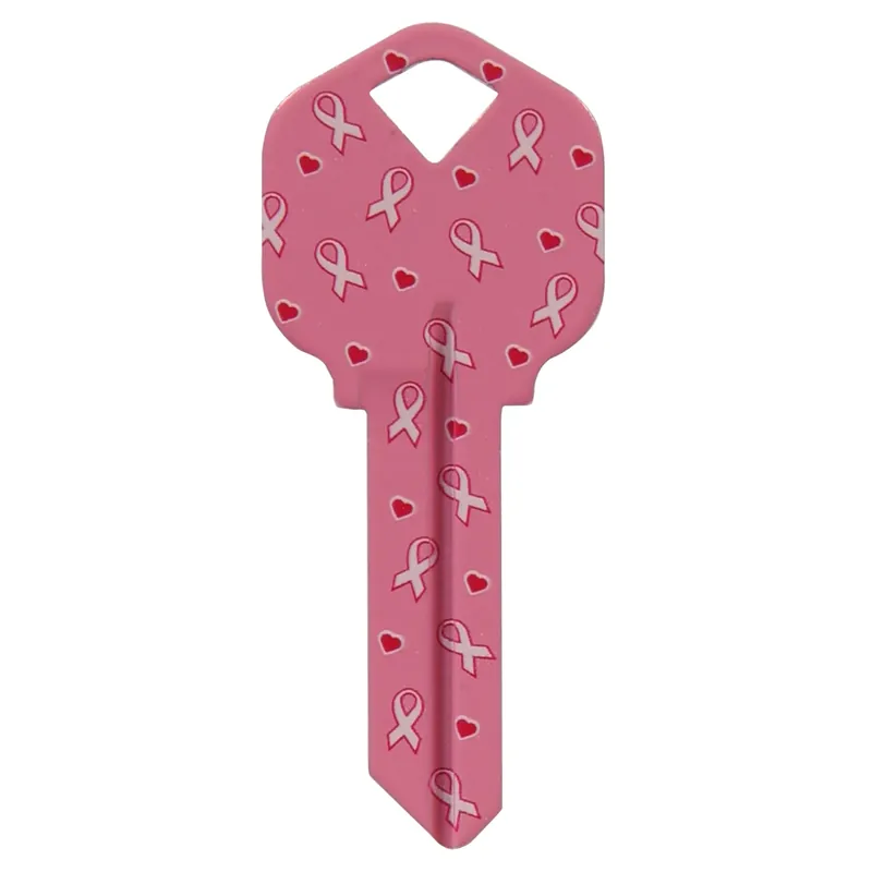Breast Cancer Awareness Pink Ribbon House/office Key Blank Single For Universal
