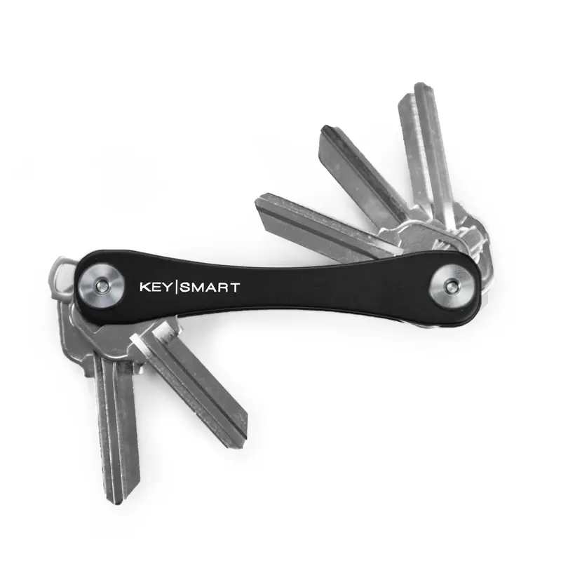 Compact Key Holder, Black Aluminum, Holds 8 Keys