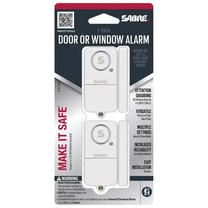Battery Powered Indoor White Door Alarm 120 Decibel