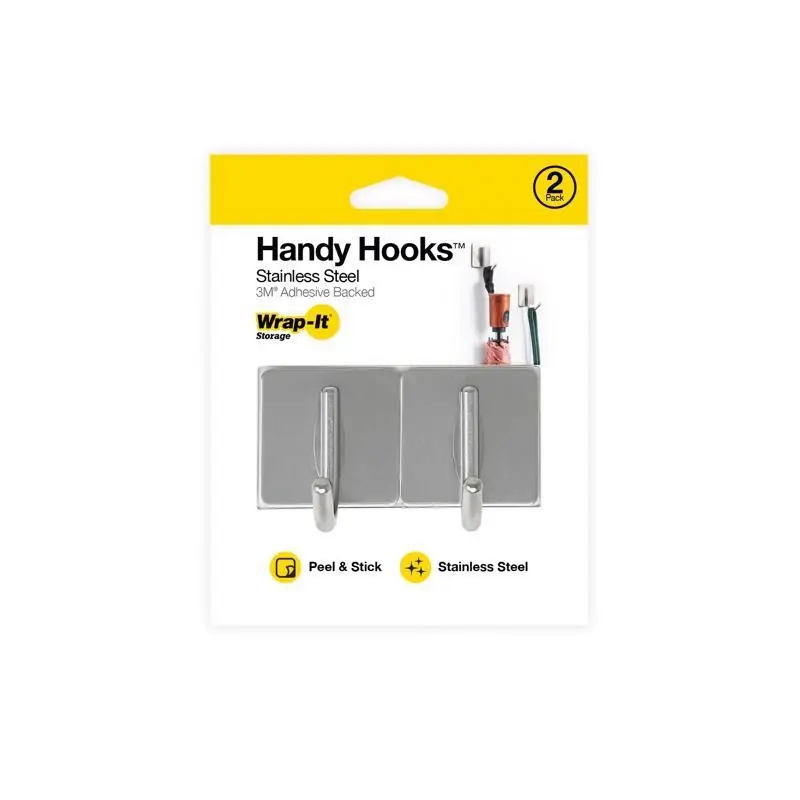 Handy Hook 1.75 In. L Silver Stainless Steel Hook 2 Pk