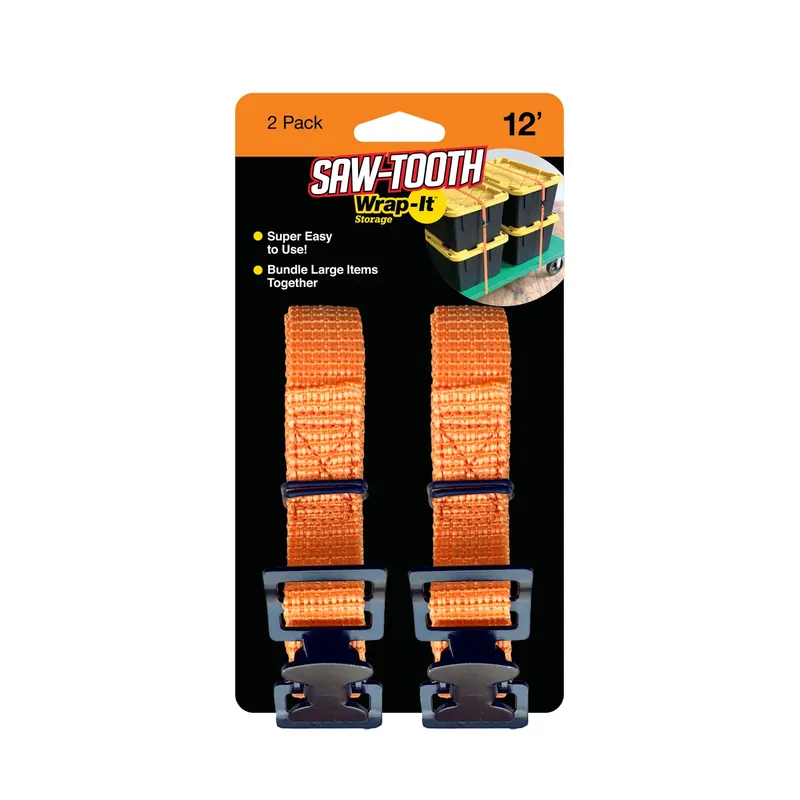 Saw-tooth 1 In. W X 12 Ft. L Orange Lashing Strap 180 Lb 2 Pk