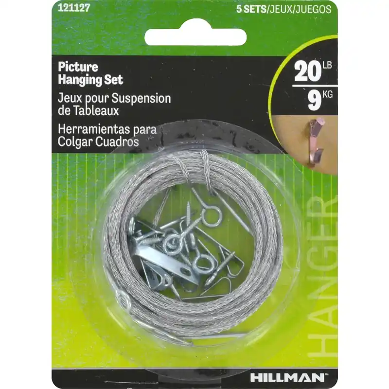 Zinc Conventional Picture Hanging Set 20 Lb 5 Pk