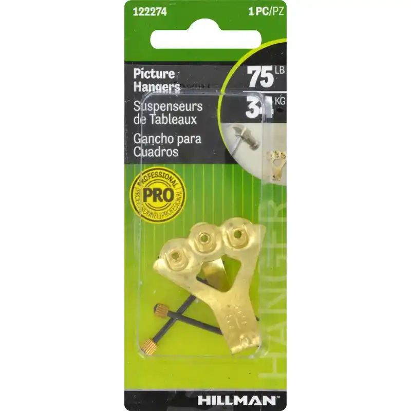 Brass-plated Gold Classic Picture Hanger 75 Lb 1 Pk
