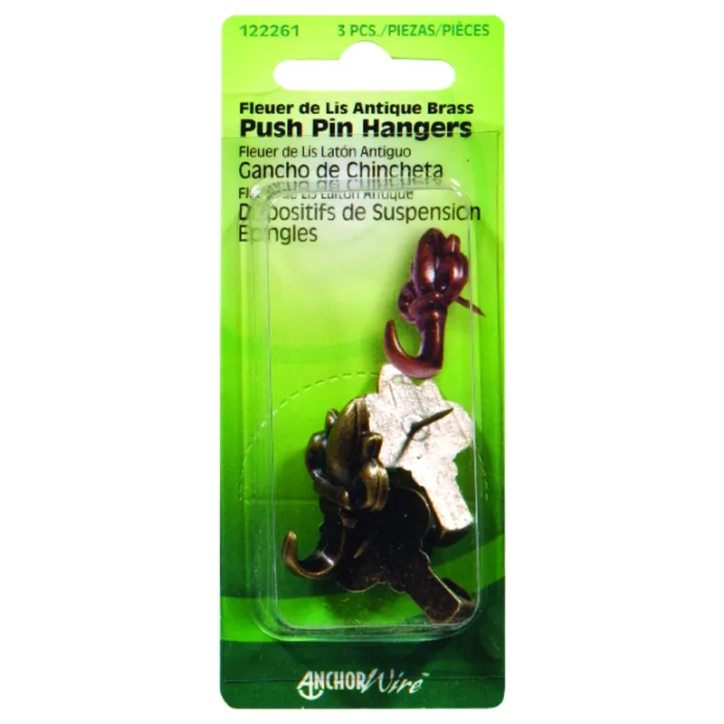 Antique Brass Push Pin Picture Hanger 10 Lb 1 Pk