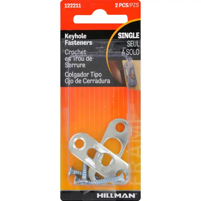 Steel-plated Silver Keyhole Picture Hanger 2 Pk