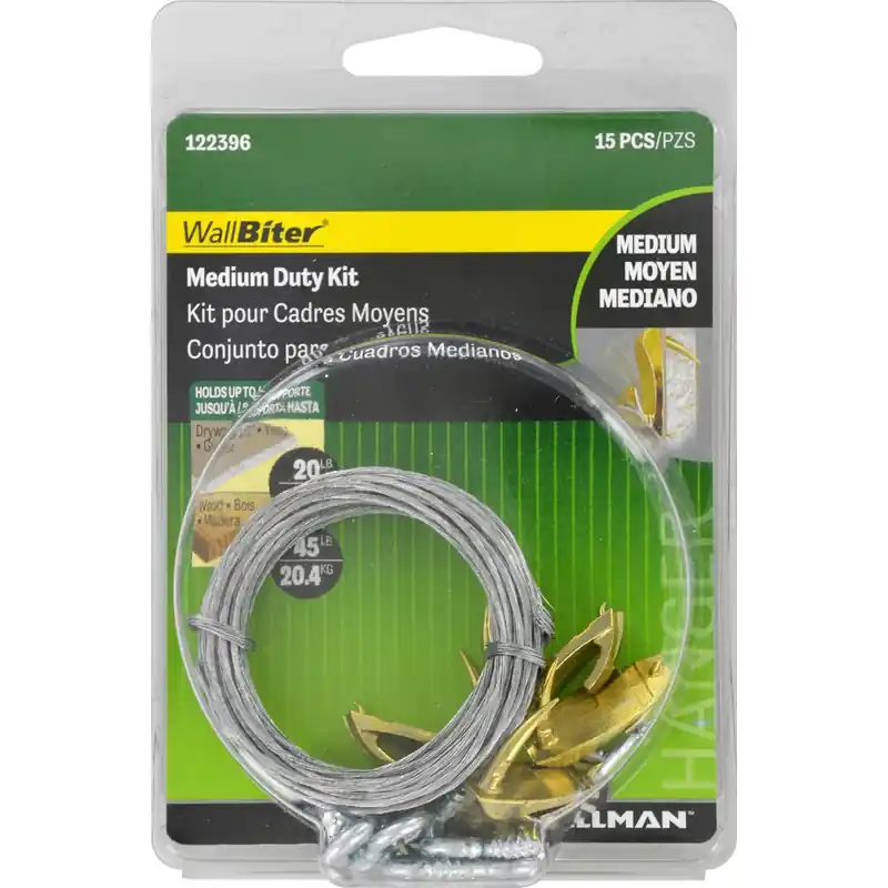 Wallbiter Brass-plated Medium Duty Picture Hook Kit 45 Lb 15 Pk