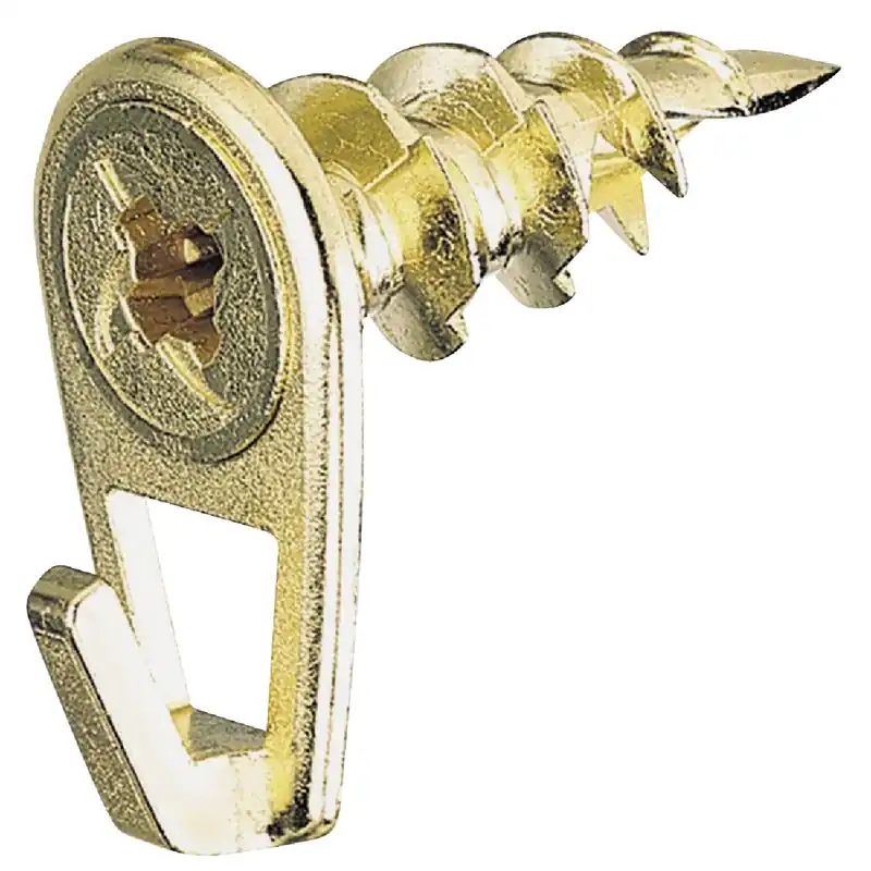 Brass-plated Gold Self-drilling Picture Hanger 50 Lb 2 Pk