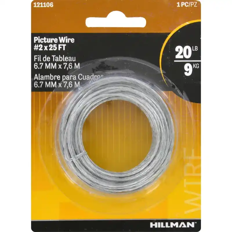 Galvanized Silver Braided Picture Wire 20 Lb 1 Pk