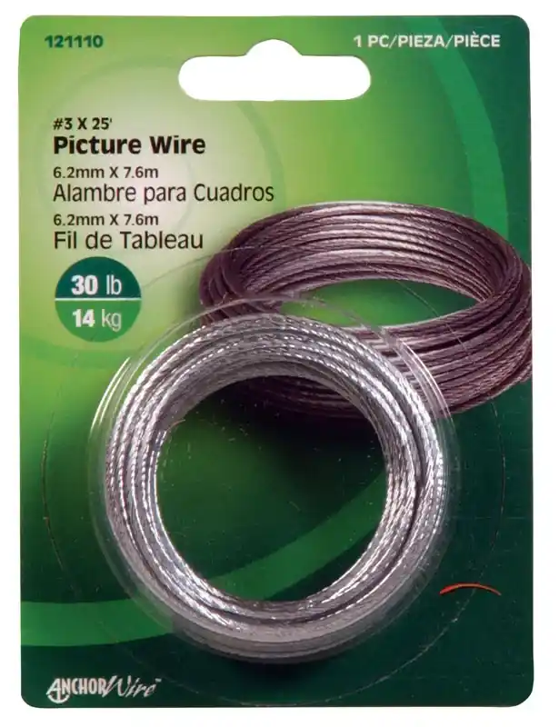 Galvanized Silver Braided Picture Wire 30 Lb 1 Pk
