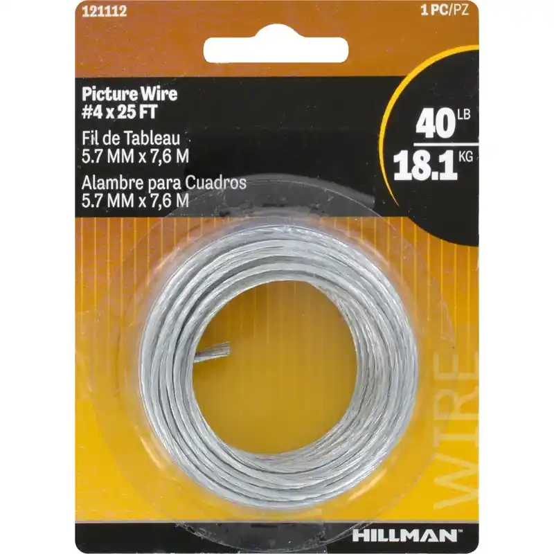 Galvanized Silver Braided Picture Wire 40 Lb 1 Pk