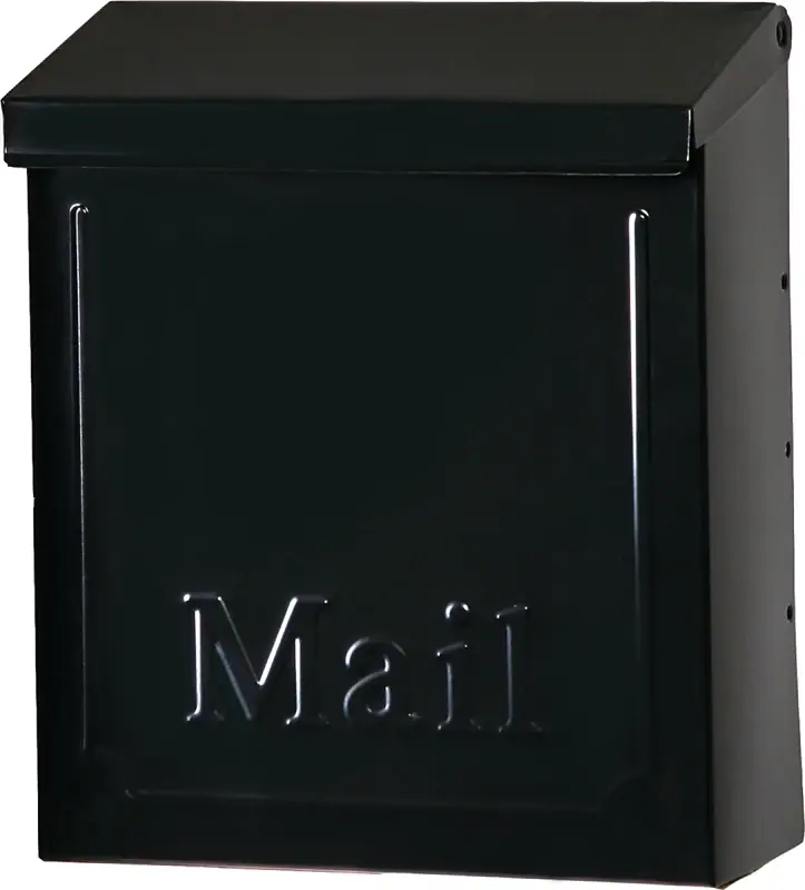Townhouse Wall-mount Mailbox, Small Vertical, Concealed Lock, Black Steel