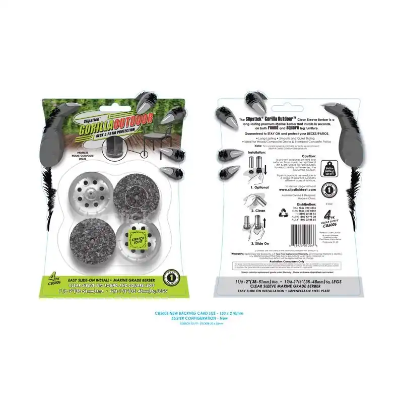 Gorilla Outdoor Black/silver Push-on Marine Grade Berber Chair Glide 4 Pk