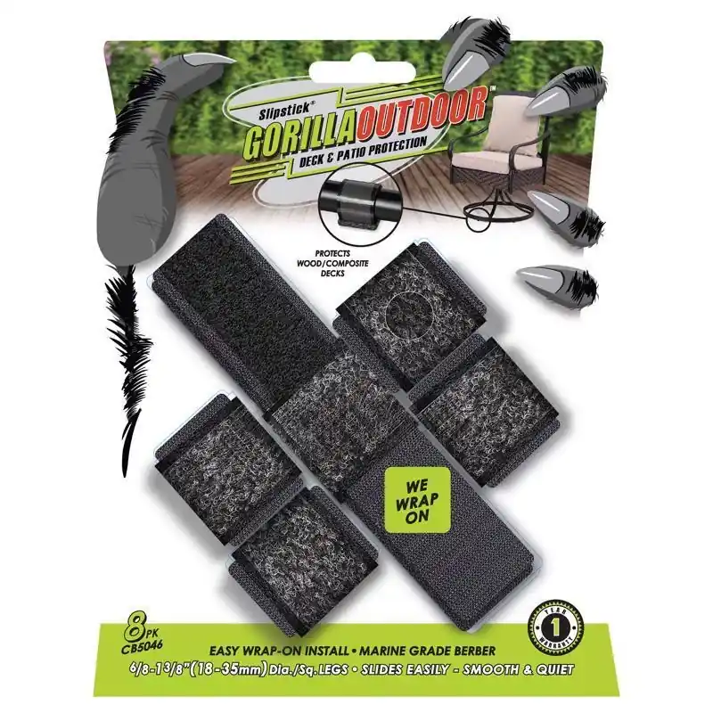Gorilla Outdoor Black Push-on Marine Grade Berber Chair Glide 8 Pk