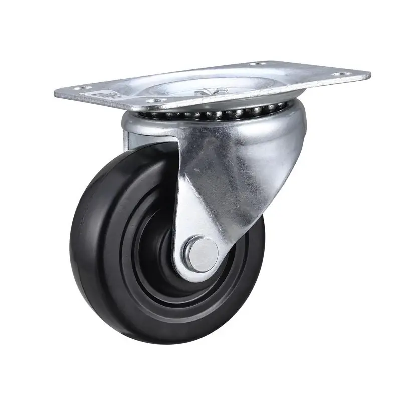 4 In. D Swivel Soft Rubber Caster With Swivel Plate 200 Lb 1 Pk