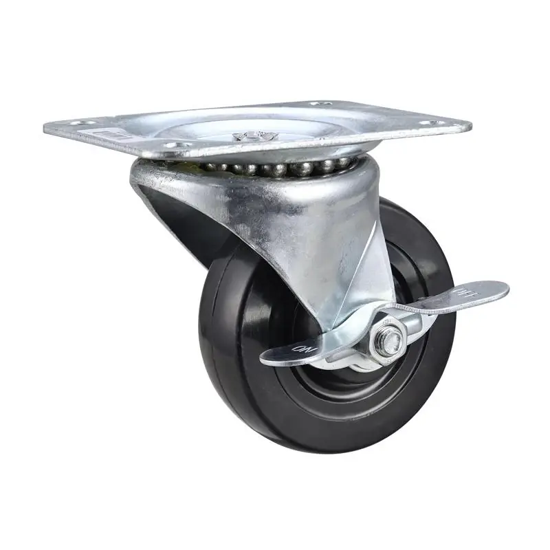 4 In. D Swivel Soft Rubber Caster With Swivel Plate 200 Lb 1 Pk