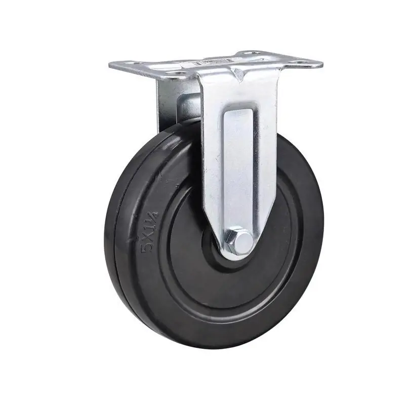 5 In. D Soft Rubber Rigid Caster 200 Lb 1 Pk
