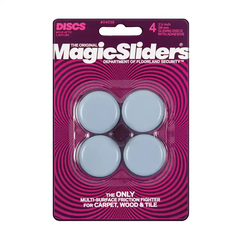 Gray 1-1/2 In. Adhesive Plastic Sliding Discs 4 Pk