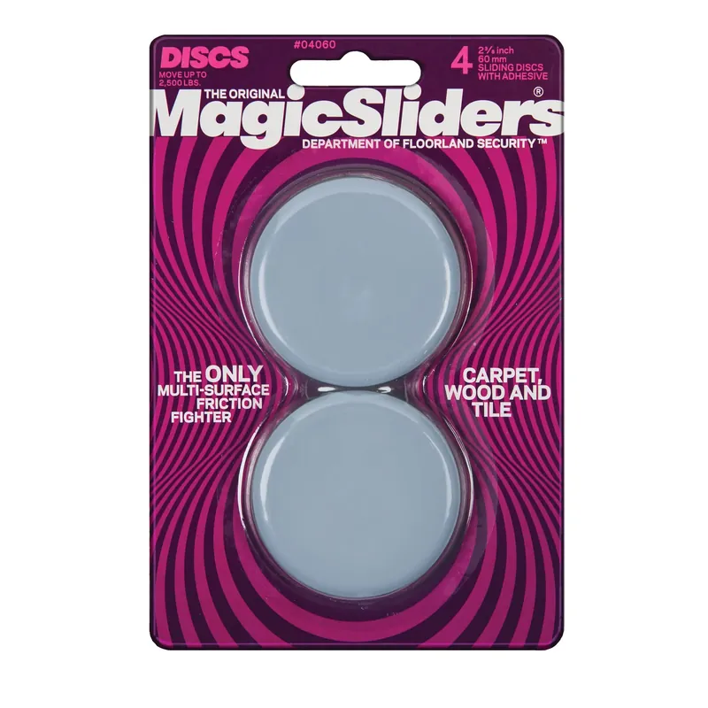 Gray 2-3/8 In. Adhesive Plastic Sliding Discs 4 Pk