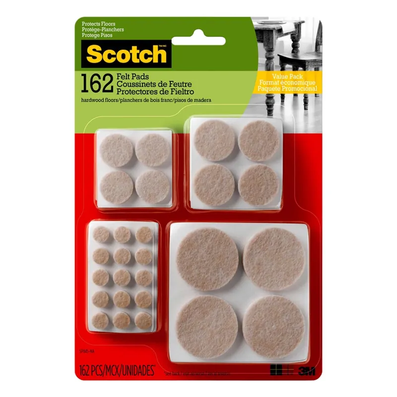 Scotch Felt Self Adhesive Protective Pad Beige Round Assorted In. W 162 Pk