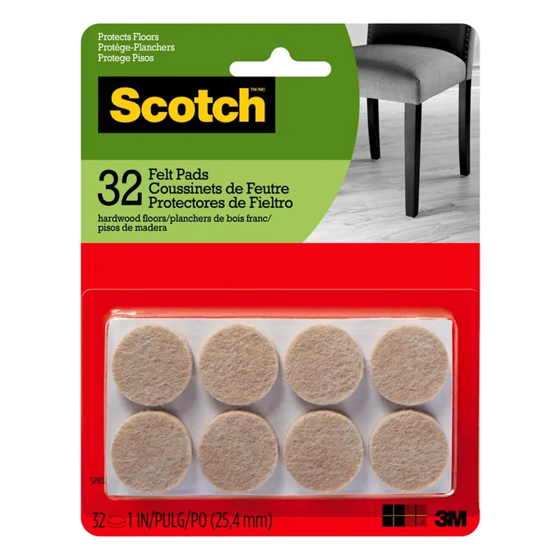 Scotch Felt Self Adhesive Protective Pad Beige Round 1 In. W 32 Pk